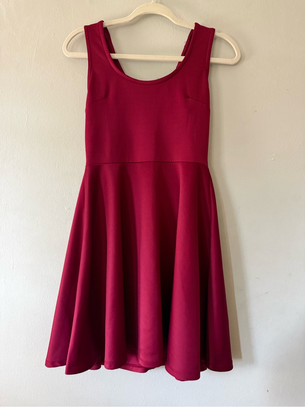 Rue21 Burgundy Fit & Flare Skater Dress Small Scoop Neck Sleeveless Mini - Picture 2 of 6